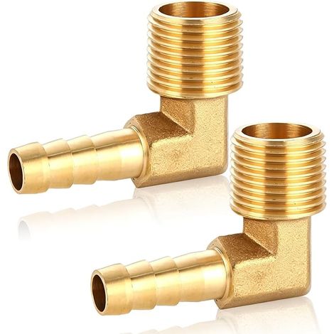 2 Pcs Brass 90 Degree Elbow Pipe Fitting 1/2" Barbed Wire 8mm 1/2" Hose Adapter Connector DN15 External Thread DN15 Hose Adapter Adapter Pipe Fitting for Home (1/5)