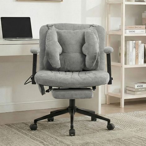 Chaise de Bureau avec, Fauteuil de Bureau avec Large Assise, Fauteuil Pivotant, Chaise Réglable en Hauteur avec Dossier Inclinable,extension de jambe,gris (1/5)