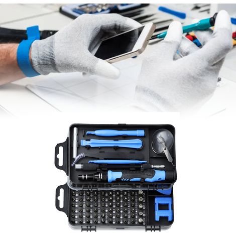 Multifunktions-Schraubendreher-Set zum Zerlegen und Reparieren von Uhren und Mobiltelefonen, 115-teiliges Schraubendreher-Set aus Kohlenstoffstahl in 1 (blau) (1/5)