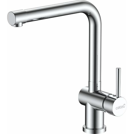 Robinet de cuisine mitigeur bec bas rotatif à 360° Acier inoxydable Aérateur anticalcaire Cartouche céramique Ouverture à froid Réducteur Débit 5L Connexion flexible Finition inox (1/5)