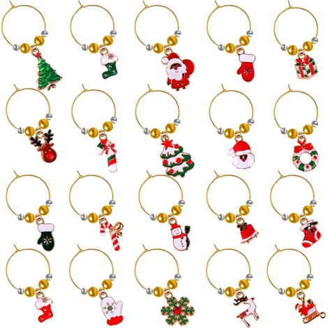 Charms Pour Verre À Vin - Alliage Doré - 20 Pièces - Idéal Fêtes D'hiver Noël Réveillon - Pour Verres à Pied (1/5)