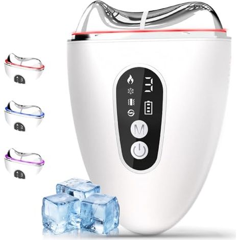 EMS Gua Sha, spazzole linfatiche per il viso, Gua Sha elettrico con vibrazione, caldo e freddo, strumento per la scultura del viso con rosso, blu, viola, massaggiatore facciale antirughe e antietà