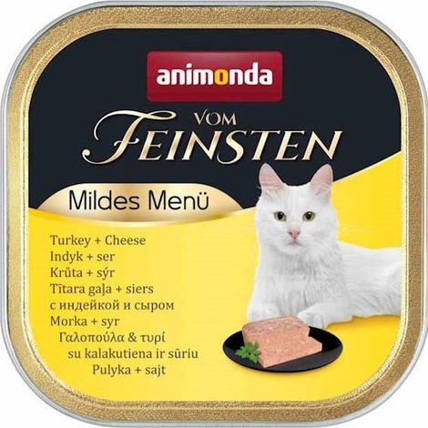Animonda Cat Vom Feinsten Adult - Mildes Menü Nassfutter für ausgewachsene Katzen - 100g Schale - Pute und Käse 100g