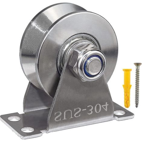 Poulie à gorge en acier inoxydable, poulie simple ultra silencieuse pour portail et câble métallique, roulement duplex amovible avec support (1/5)