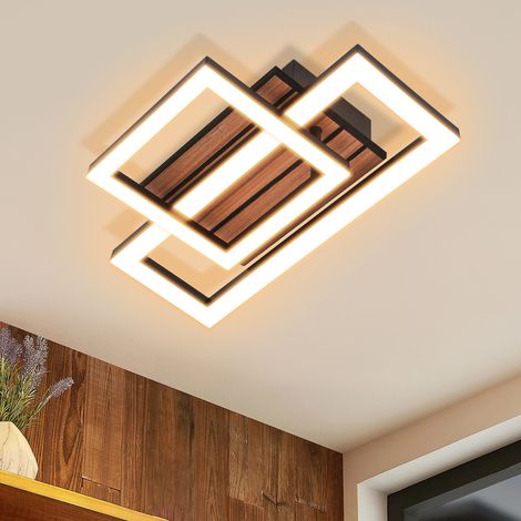 GBLY LED Plafoniera 14W 3000K Bianco Caldo Design Rettangolare Moderno con Effetto Legno Non Dimmerabile Illuminazione Soffitto per Ingresso Ufficio Guardaroba
