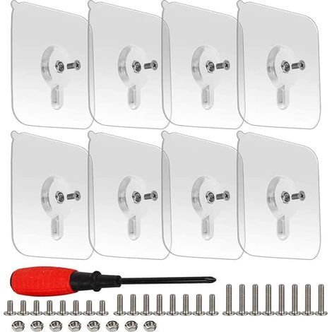 Lot de 8 Vis Adhésives Murales Détachables sans Traces et sans Perçage (1/5)