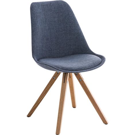 Chaise de salle à manger design scandinave en tissu bleu et pieds en bois clair 100002319 (1/5)