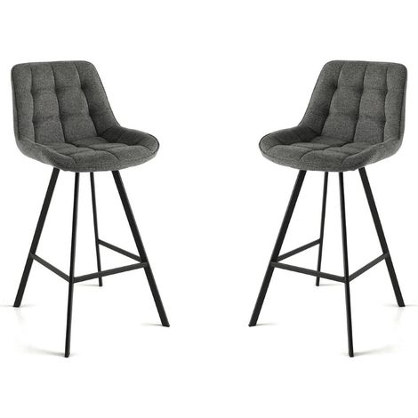 Sgabello da cucina in tessuto Grigio Fumo gambe metallo FRIEDIC Set 2 pz (1/3)
