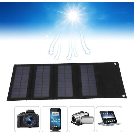 Panneau Solaire Portable 40W 4 Plis pour Recharge Téléphones en Extérieur Compact et Léger Noir (1/5)