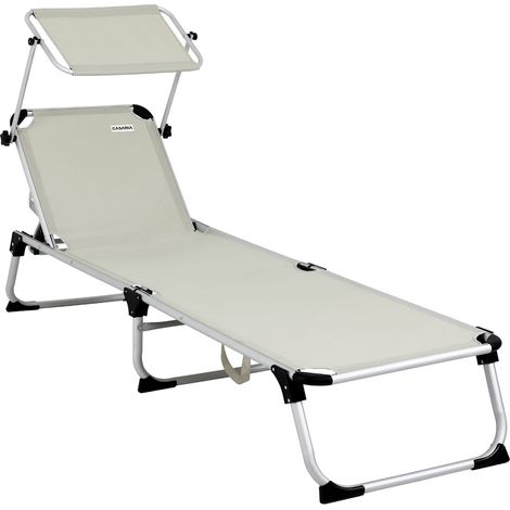 CASARIA® Lettino prendisole Malta in alluminio 210cm 150kg con tetto parasole Sdraio da spiaggia lettino da giardino in tanti colori Crema