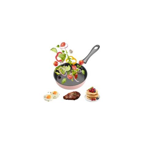 Poêle à Œuf Mini Induction 12 cm - Antiadhésive, Rose - Idéale pour Œufs, Bacon, Tranches de Jambon, Steak - Poignée Amovible, Portable, Cuisine Rapide et Saine (1/5)