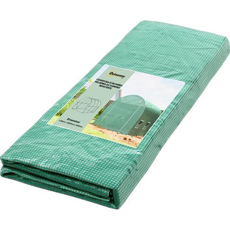 Bâche de Rechange pour Serre Tunnel 3x2x2 m Idéale pour Plantes d'Hiver avec Porte et Fenêtres Enroulables Verte (1/5)