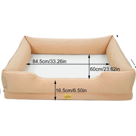 Cama para perros, forro impermeable, funda extraíble, 2XL Beige Amarillo (1/2)