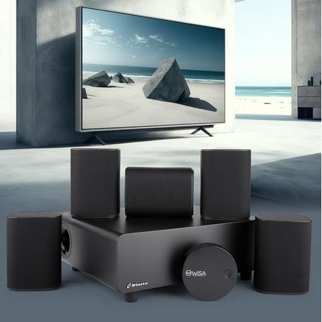Sistema home cinema 5.1 48,8x41,8x31 cm in tessuto nero, facile da montare, FloraGrace (1/5)