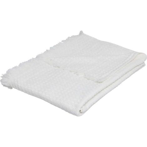 Jeté de Lit Nid d'Abeille "Widdy" 130x180cm Blanc (1/3)
