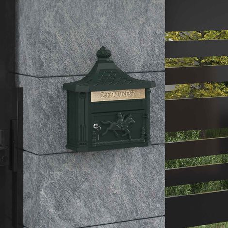 Wandmontierter Briefkasten Grün 40,5 x 16 x 45 cm Gussaluminium (1/5)