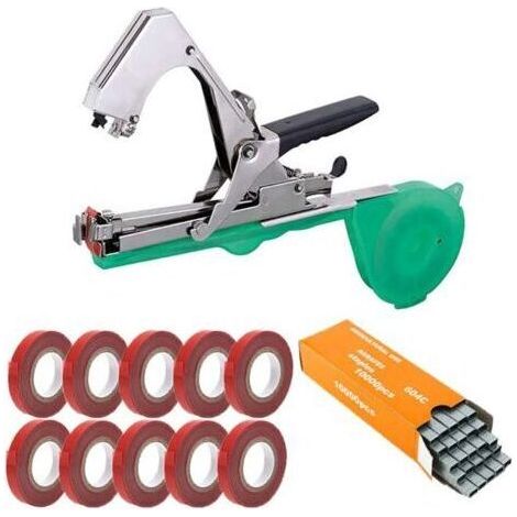 Pince à ligature professionnelle pour jardinage et culture de la vigne, avec 10 rouleaux de ruban + 1 boîte de clous (1/4)