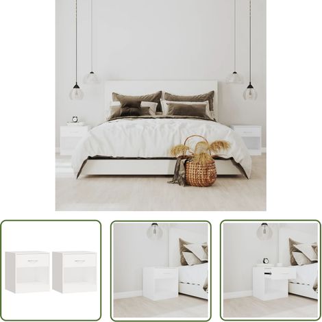 The Living Store Nachttisch 2 Stk. mit Schublade Weiß - Nachtisch - Nachttischset - Weißer Nachttisch - Schrank Mit Schublade - Möbel (1/5)