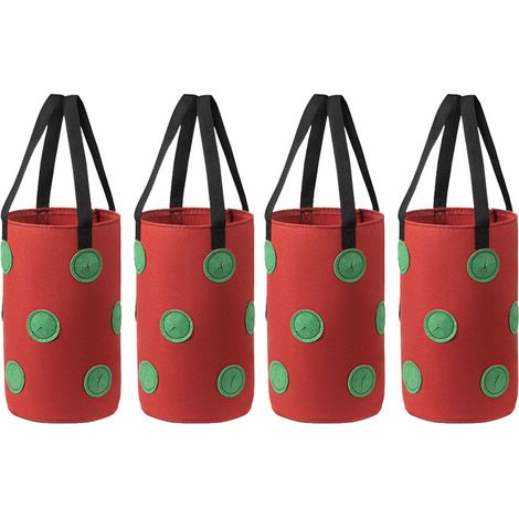 Sac de culture de fraises multi-ports, panier suspendu pour plantes à 12 trous, sac de culture de plantes (points verts rouges) (1/4)