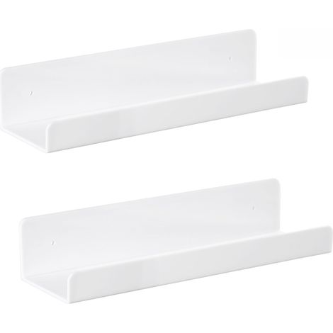Estante de pared flotante blanco, juego de 2, estante de pared para habitación infantil, estante para salón, baño, cocina, dormitorio, estante de pared blanco. (1/5)