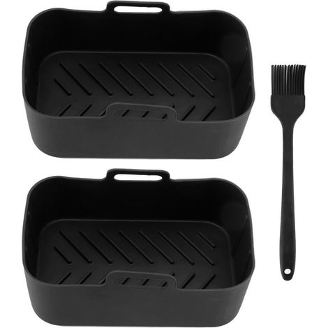 Panier silicone pour friteuse à air Ninja DZ201 Foodi 8QT - Lot de 2 accessoires noirs résistants 230°C antiadhésifs (1/5)