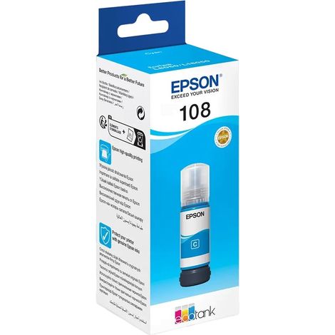 Inchiostro ciano Epson EcoTank 108 da 70 ml (8715946712345)