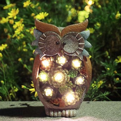 Statue Jardin Extérieur Animaux Décoration, Lumière Solaire Hibou en Résine à Énergie Solaire, Lampe Lumineuse Jardin Figurine Animale (1/5)