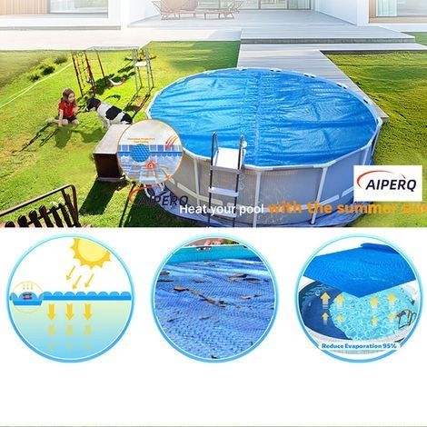 Runder Pool (3 m Durchmesser) Sonnenschutzplane, wetterfest, faltbar, energiesparend (1/3)