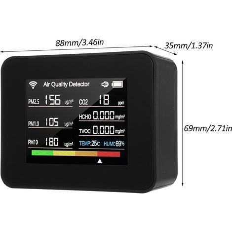 Tuya WiFi Air Quality Meter 13-in-1 Indoor Monitor Detects CO₂ TVOC HCHO PM2.5 PM1.0 PM10 Humidity and Temperature Time Date Alarm Timer Stopwatch for Home Offices School Hotel (1/5)