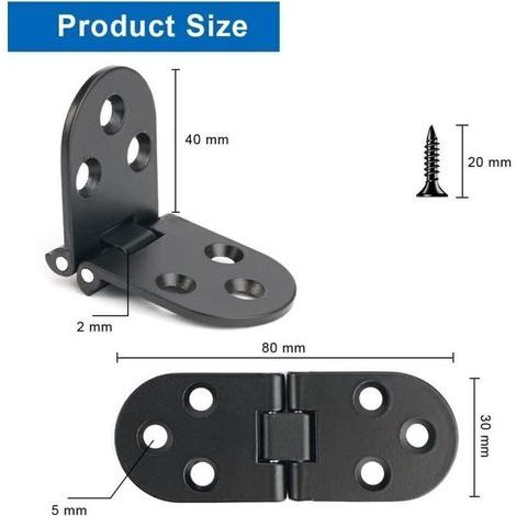 4 Pièces Charnière Plate Pliable pour Porte, Table, Machine à Coudre ou Meuble Rabattable – Alliage Robuste et Compact (1/5)