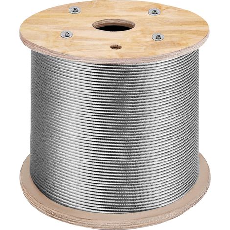 Câble en acier inoxydable, 4,8 mm x 305 m, câble métallique inox 316 1x19 qualité marine pour garde-corps, balustrade, guirlande lumineuse à suspendre, clôture de porche, balustre de bricolage (1/5)