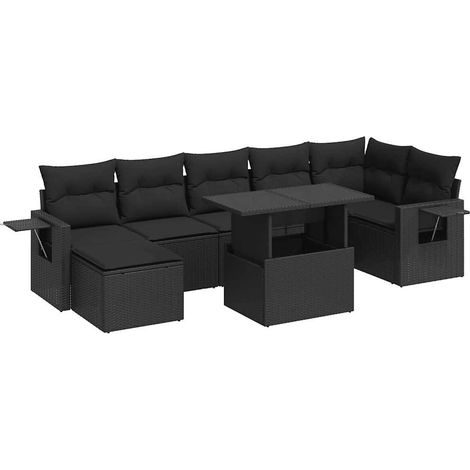 Set Divani da Giardino con Cuscini 8 pz Nero in Polyrattan vidaXL (1/5)