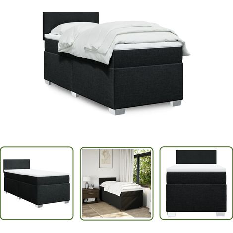 The Living Store Boxspringbett mit Matratze Schwarz 90x190 cm Stoff - Boxspringbett - Doppelbett - Schlafsystem - Bettsofa - Polsterbett (1/5)