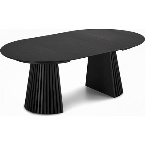 Tokyo table de salle à manger avec 2 plateaux supplémentaires ø120x120-160-200cm noir chêne plaqué