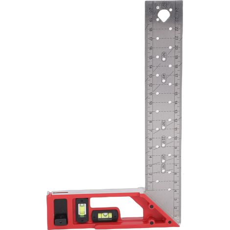 Règle carrée de charpentier, marquage multi-angle de haute précision de 250mm avec niveau à bulle pour le dessin de mesure