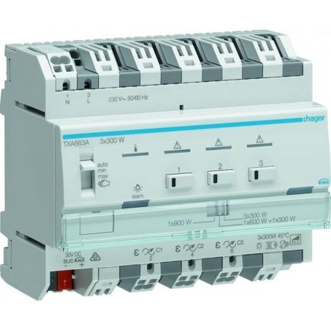 Dispositivo de control Hager txa663a 3 canales 300 W