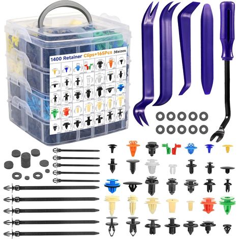 1565 Pièces Clips de Fixation Voiture, Rivet Plastique Fixation Protection, Pieces Auto Clips Carrosserie, Universel Agrafe Carrosserie pour Auto Voitures Panneaux, Pare-chocs,Clip garniture de Portes (1/5)