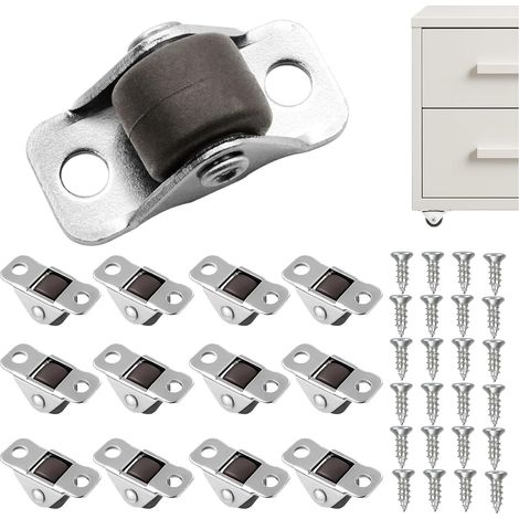 Lot de 12 mini roulettes pour meubles, 13 mm, en caoutchouc, silencieuses, fixes, avec plaque en acier et vis, pour meubles, armoires, boîtes à outils, projets de bricolage et boîte de rangement (1/5)
