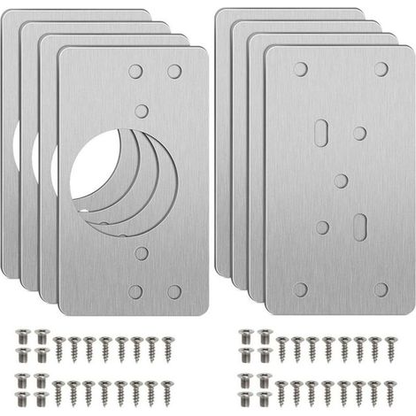 Plaque de réparation pour charnières d'armoire avec trous, 8 supports de réparation avec 48 vis, facile à installer, kit de réparation pour charnières en bois, meubles et étagères