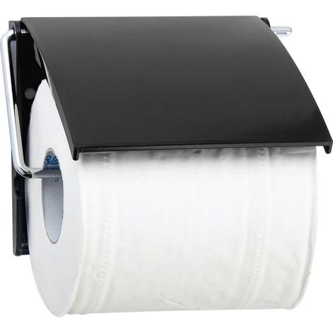 Porte Rouleau Papier Wc Plastique Noir  Inox - M S V