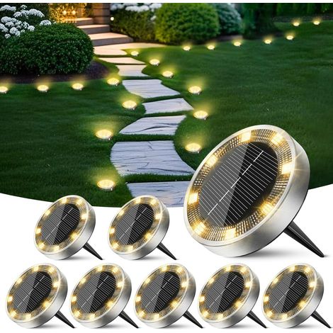 Ortviai Lampe Solaire Encastrable Jardin – Lot de 8, Étanche IP65, Acier Inoxydable & ABS, 20 mm, Éclairage Automatique Nuit (1/5)