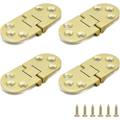 Lot de 4 charnières pliantes à 180°, charnières en laiton pour plateau de table, bords arrondis, pour meubles pliables (1/4)