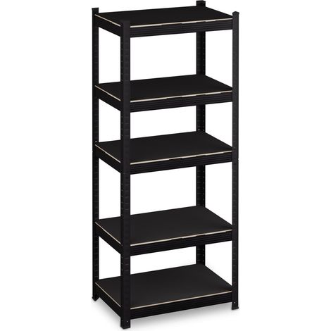 Scaffale per carichi pesanti 5 ripiani regolabili per cantina garage officina 160 x 80 x 40 cm in MDF nero 130016078