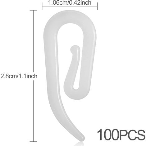 100pcs Crochets en Plastique Blanc pour Rideaux - Rail, Fenêtre, Porte et Douche