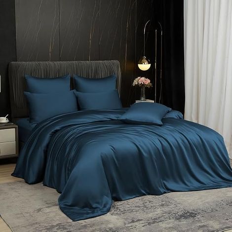 Housse de Couette 240x260 Pétrole Antibactérien Tencel Lyocell Bambou (1/5)