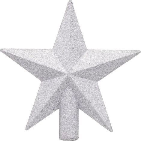 Paris Prix - Cimier étoile Déco paillettes 22cm Argent