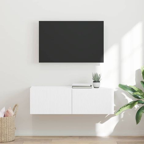 TV Wall Cabinet 98 x 31 x 29.5 cm White Engineered Wood vidaXL