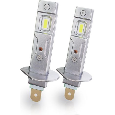 Faros LED H1 para coche, blancos, 6000 K, tamaño mini, 1:1, sin polaridad, sin ventilador, reemplazo para halógeno H1, Plug & Play, paquete de 2, garantía de 18 meses (1/3)