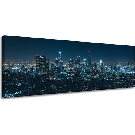 Lienzo impreso Arquitectura de Los Ángeles de noche 150 x 50 cm