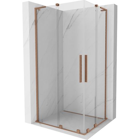 Mexen Velar L Duo Duschkabine Schiebetür 90 x 80 cm, transparent, gebürstetes Kupfer - 871-090-080-02-03-65 (1/5)